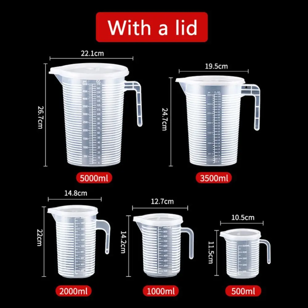 Прозрачный градуированный мерный стакан пластиковый лабораторный большой