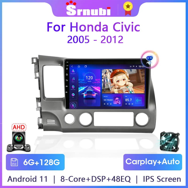 Автомагнитола 2DIN на Android 11 для Honda Civic 2005-2012 мультимедийный видеоплеер