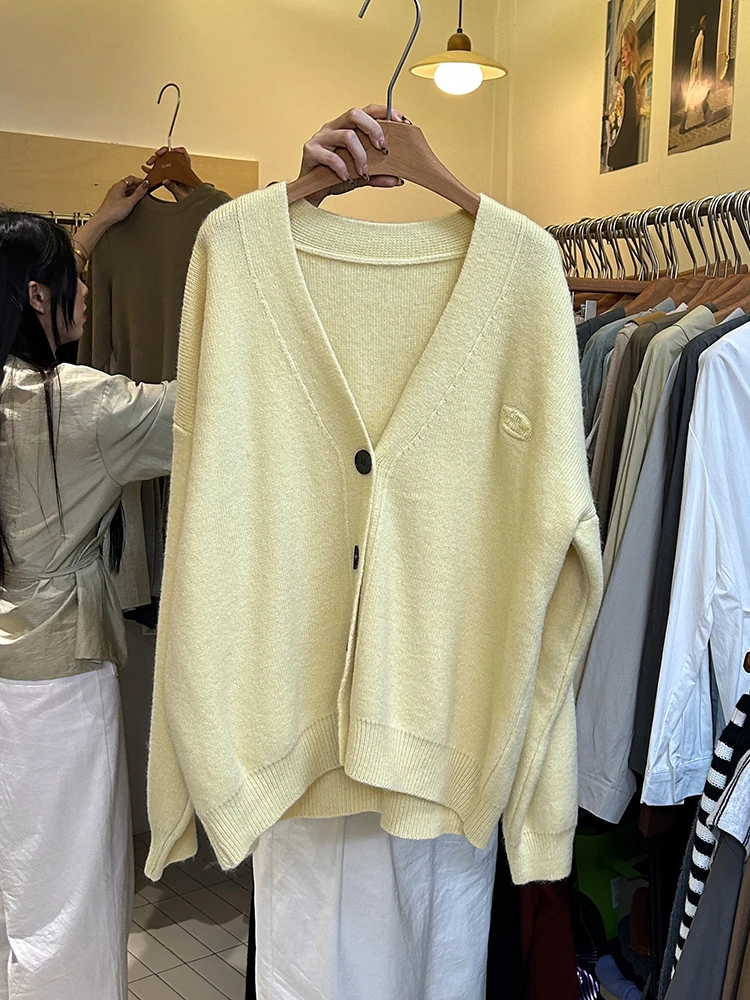 Dongdaemun Женская одежда 2024 новый ленивый свободный вязаный кардиган женский