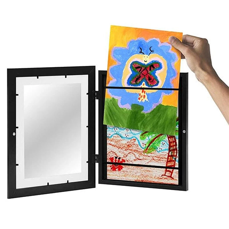 

1 PC Children Art Frametory Projects Kids Art Frames Magnetic Front Opening Tempered Glass Drawing Paintings Pictures