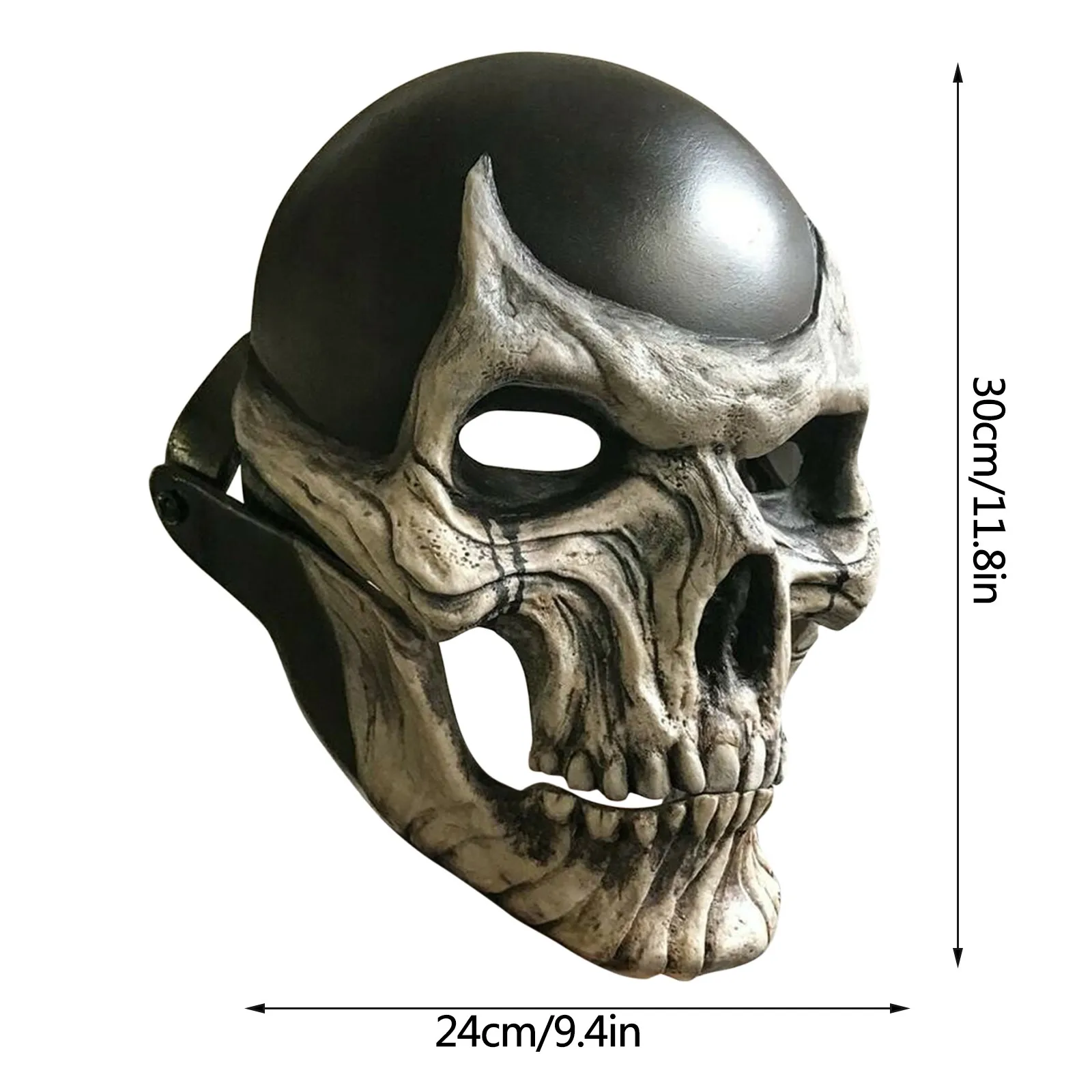 Страшная маска на Хэллоуин подвижная всю голову с челюстью шлем черепом 2024 для