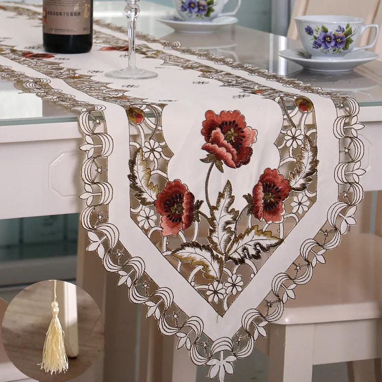

Table Placemats Modern Simple Polyester Embroidered Table Flag Coffee Fabric Home Tablecloth Table Runner Luxury Tablerunner