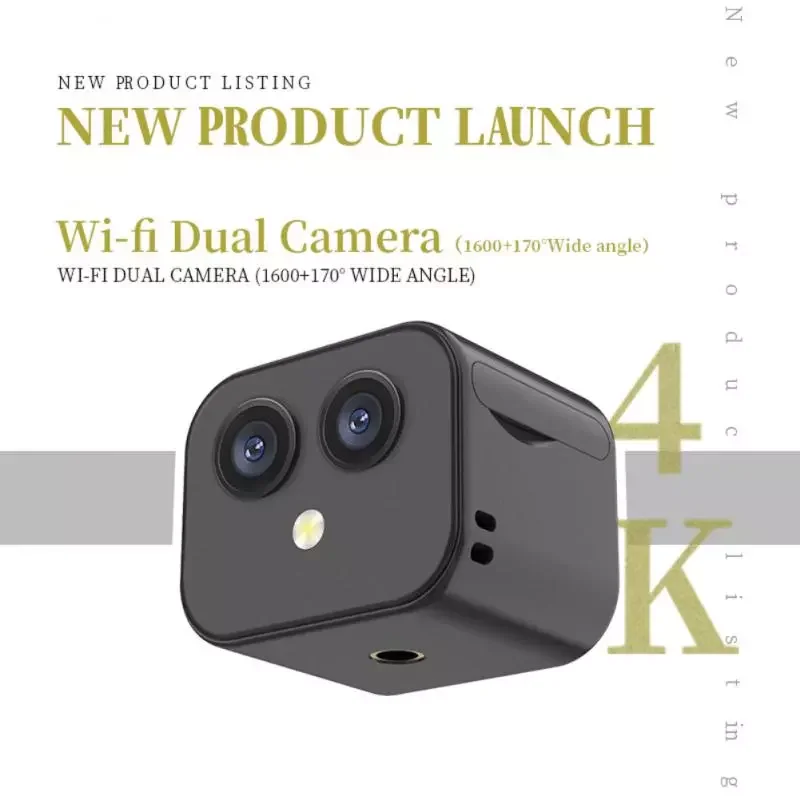 

Wireless Dual Camera 170° Wide-Angle 4K Night Vision Camcorders App Remote Monitoring Two-Way Intercom Cameras