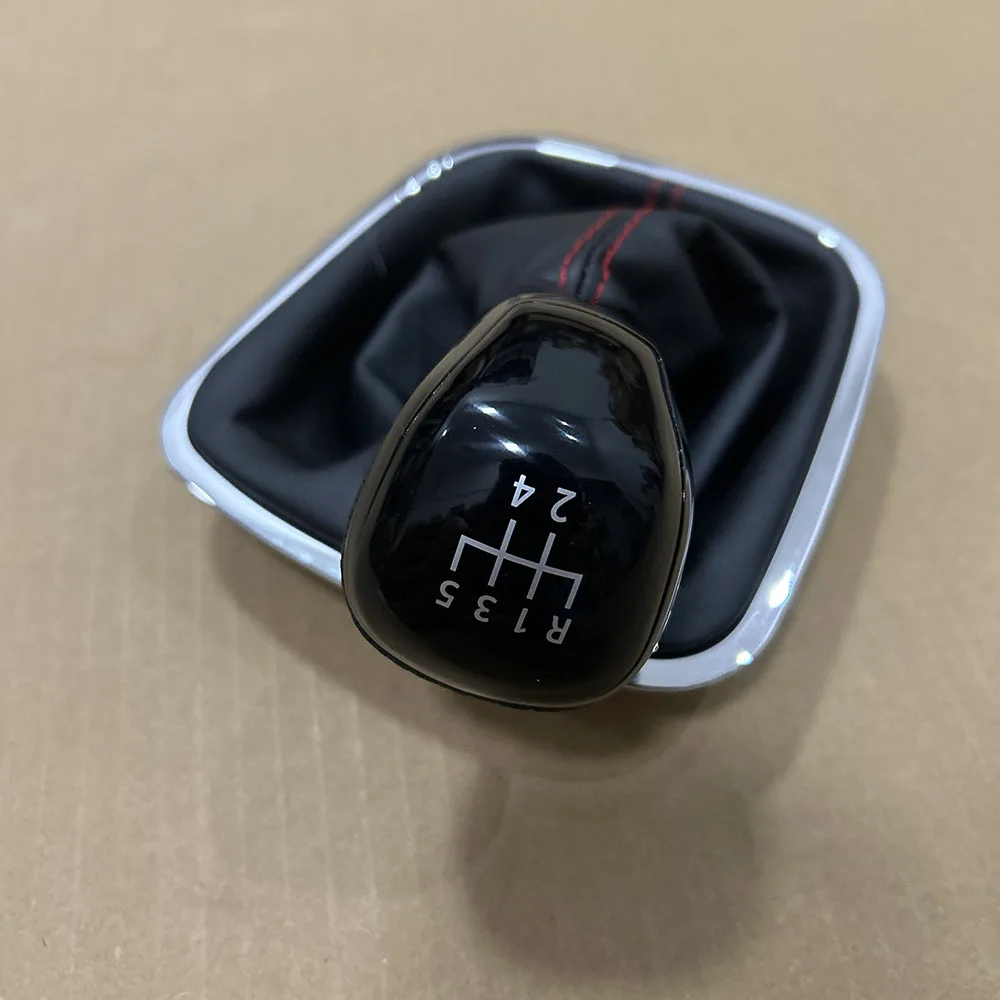 

Автомобильная ручка переключения передач из искусственной кожи, красный стежок, рычаг переключения багажника, ручная ручка коробки передач, 5-скоростная для VW Polo 6R Polo Sedan 2010-2017