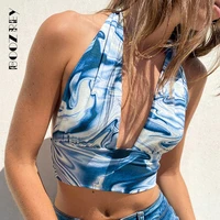boozrey fashion print sexy v neck slim backless strap tube top womens top 2022 summer y2k casual short tank top women