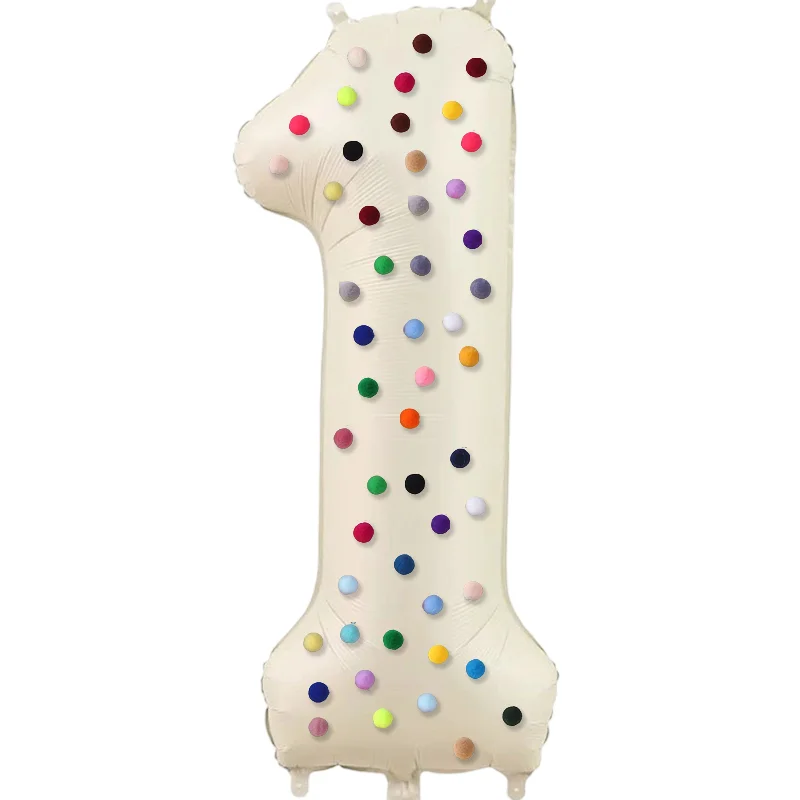 

Воздушный шар-число кремового цвета с плюшевыми шариками