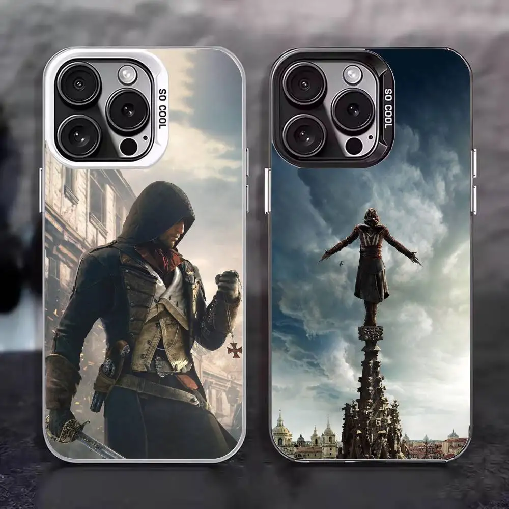 Фото Чехол для телефона Game A-Assassins C-Creed Shadows для iPhone 17 16 15 14 13 12 11 Pro Max Plus, матовый, серебристый, цвета конфет. №1