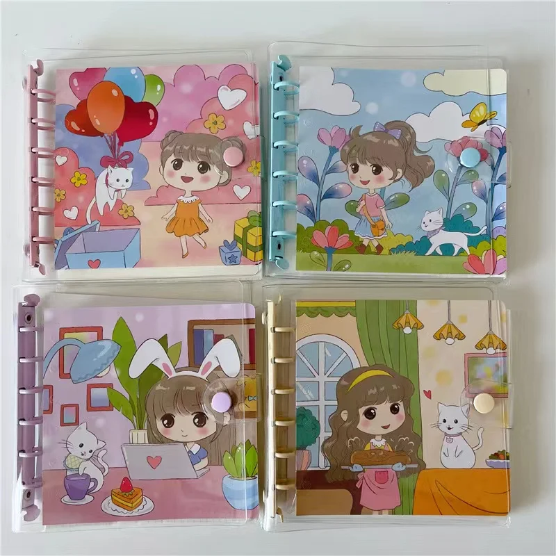 

Cute Square Loose Leaf Diary Notebook Blank Grid pages Journals Agenda Planner PVC Binder Planner Office Stationery Supplies