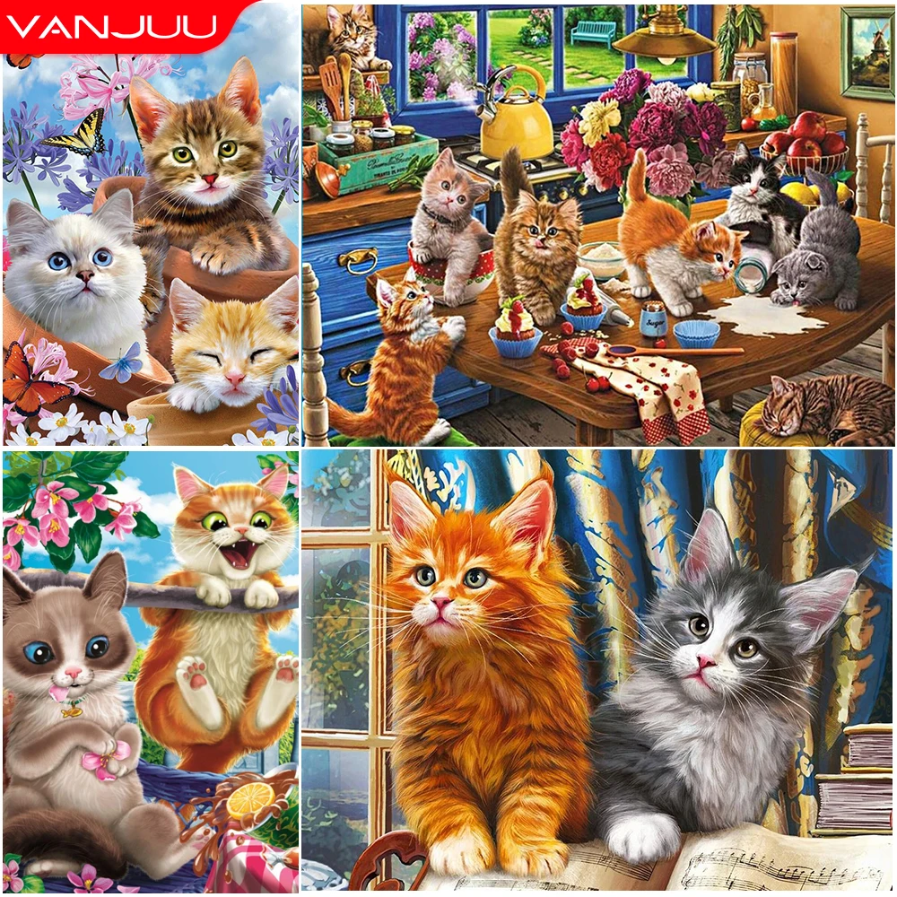 

Animal 5D Diamond Painting Cat Full Diamond Art Painting DIY Diamond Mosaic Full Drill Cross Stitch Embroidery Kit Home Decor