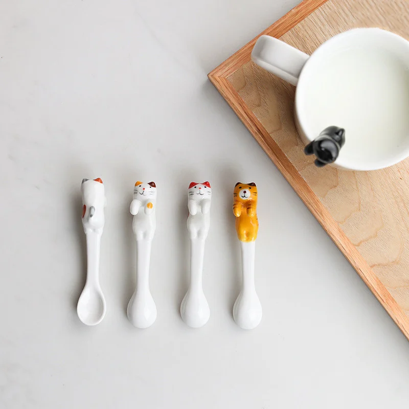 Креативная кошка ложка подарок милые кошки керамическая мультяшная подвесная