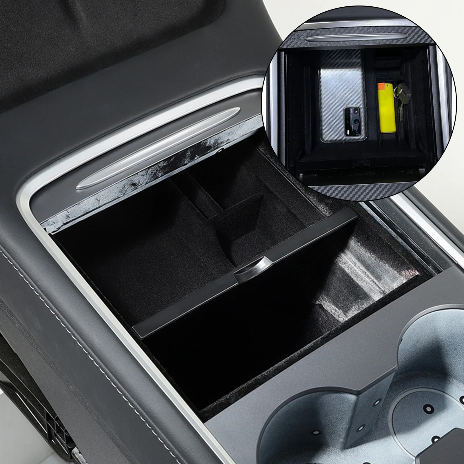 

For Tesla Model 3 2021 Car Center Console Storage Box Hidden Storage Case Shockproof Non-slip ABS Durable For Tesla Model3 2021