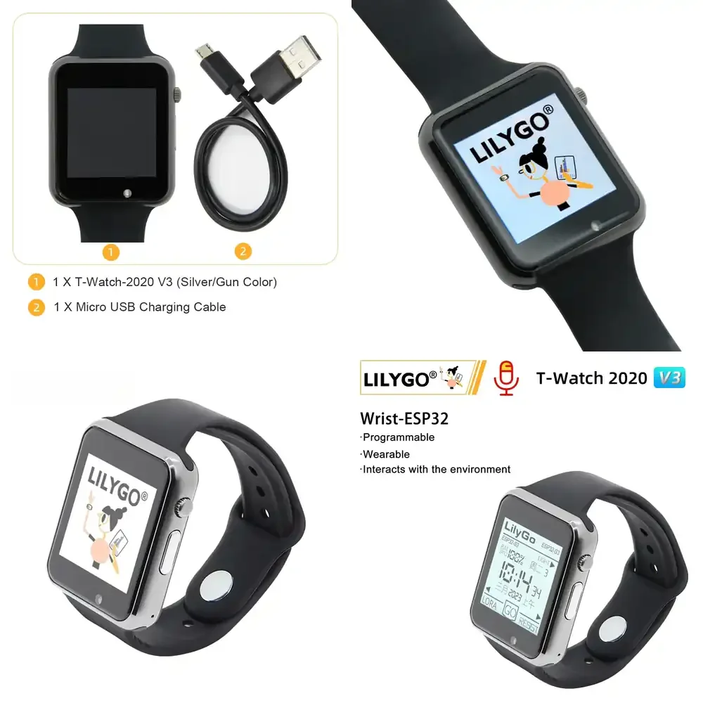Фото LILYGO TTGO T-Watch 2020 V3 470 мАч ESP32 Программируемые часы для разработки с микрофоном и датчиком для Arduino №1
