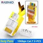 NASTAKO 1050100 шт CAT5E CAT6 CAT7 разъем RJ45 разъем 50U позолоченный сквозной Сетевой Кабель модульный 8P8C разъем