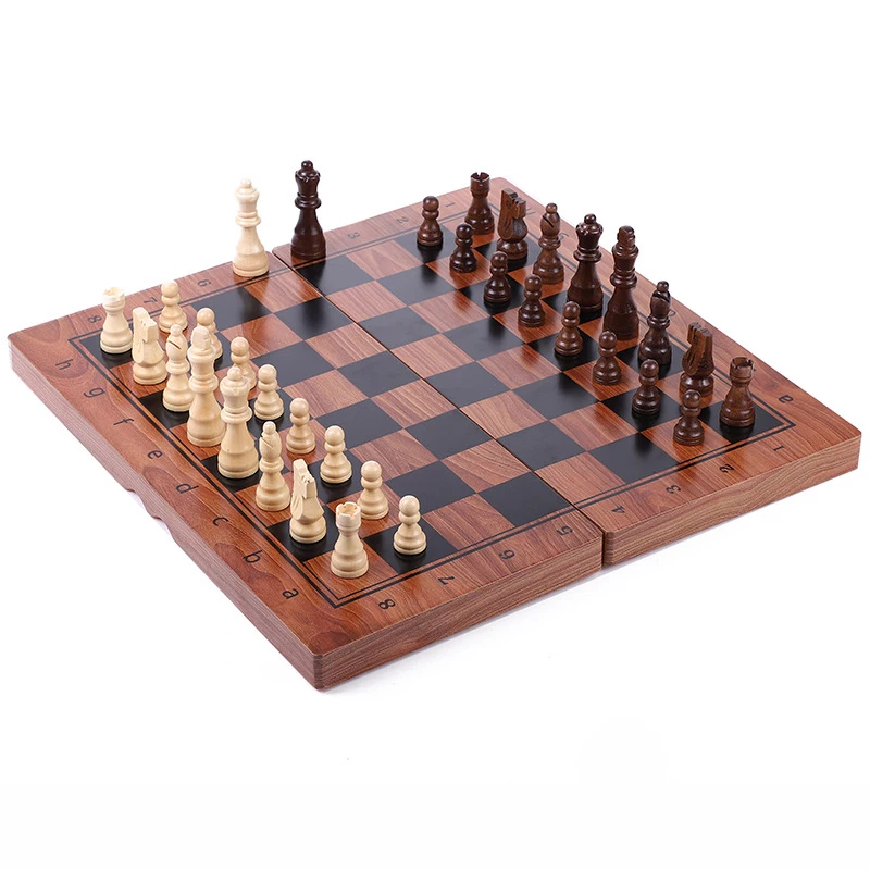 Large Size Magnetic Folding Chess High Quality Wooden Advanced Printing With 2 Extra Queen Pieces For Beginner Children Gift | Спорт и