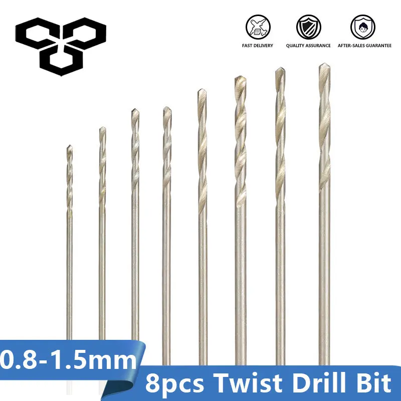 

Twist Drill Bit Set 8pcs 0.8-1.5mm HSS Mini Drill for Wood Metal Hole Drilling Cutter Gun Drill Bit фарфор сверла для стекла