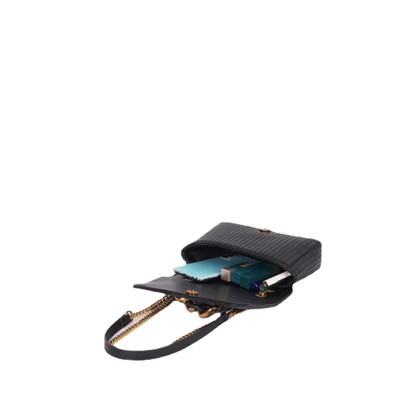 2023 Brand Design Striped Thread Women's Shoulder Bag Simple Pu Leather Small Flap Bag Chain Crossbody Bag Female Messenger Bag