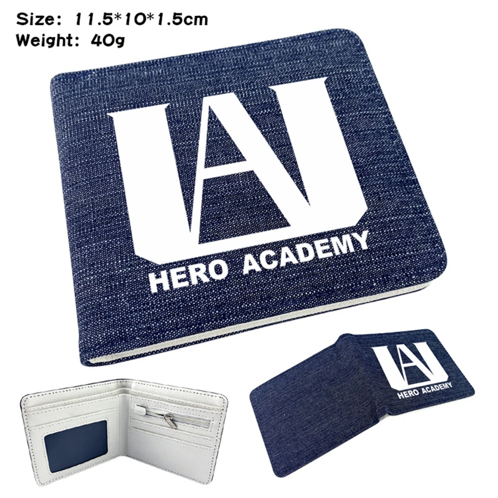 

Anime My Hero Academia Denim Wallet Bifold Coin Pocket Photo Credit Card Holder Teenager Unisex Casual Cartoon Cosplay Purses