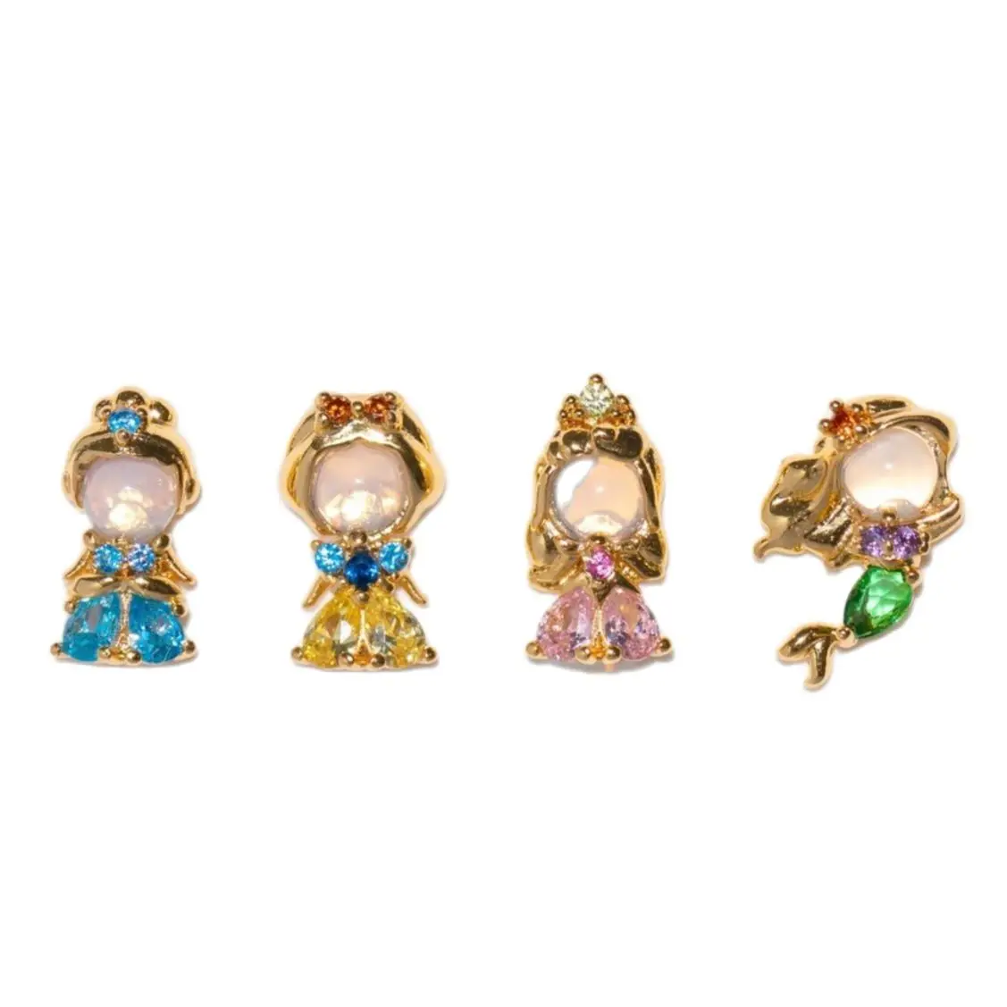 4PCS/Set 925 Silver Needles Ins Colorful Zircon Stud Earrings For Women Jewelry Exquisite Cute Earring Party Gift Wholesale