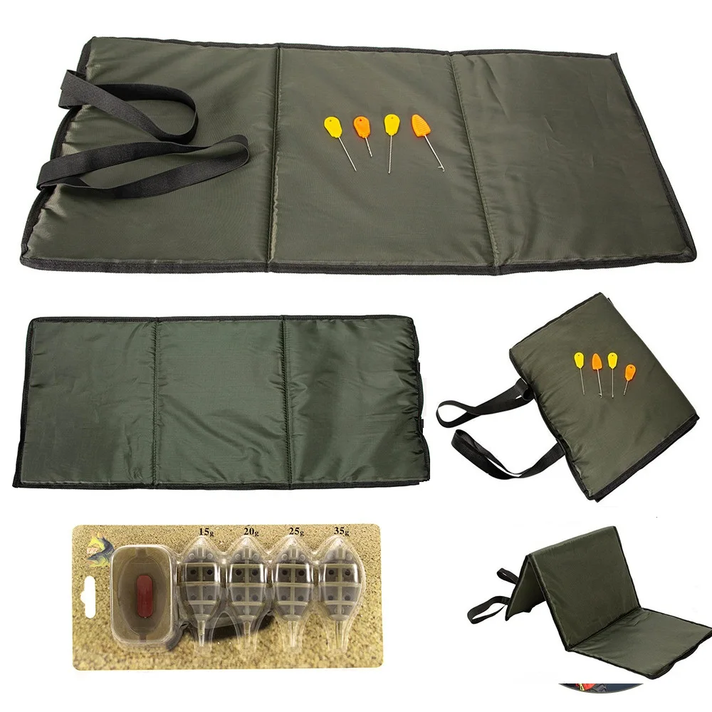 

3 Layers Fishing Unhooking Mat Multipurpose Foldable Carp Landing Mat with Bait Needle Fish Protection Sponge Pad Outdoor Supply