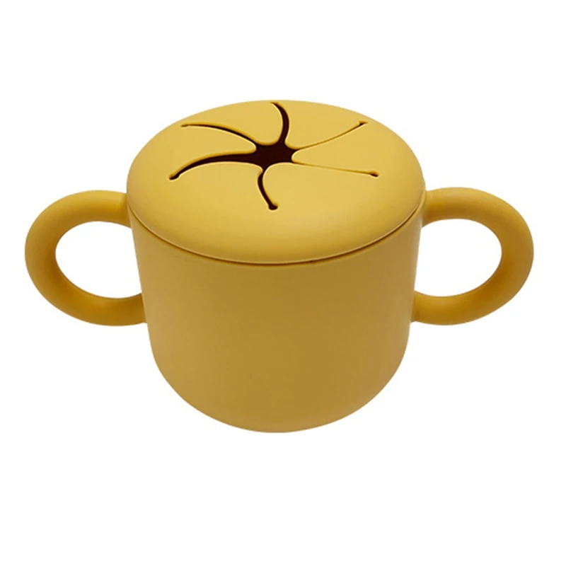 

Free Kids Silicone Cup Silicone Snack Cup Food Storage Box Solid Color Baby Cup Portable Children Snacks Container With Lid