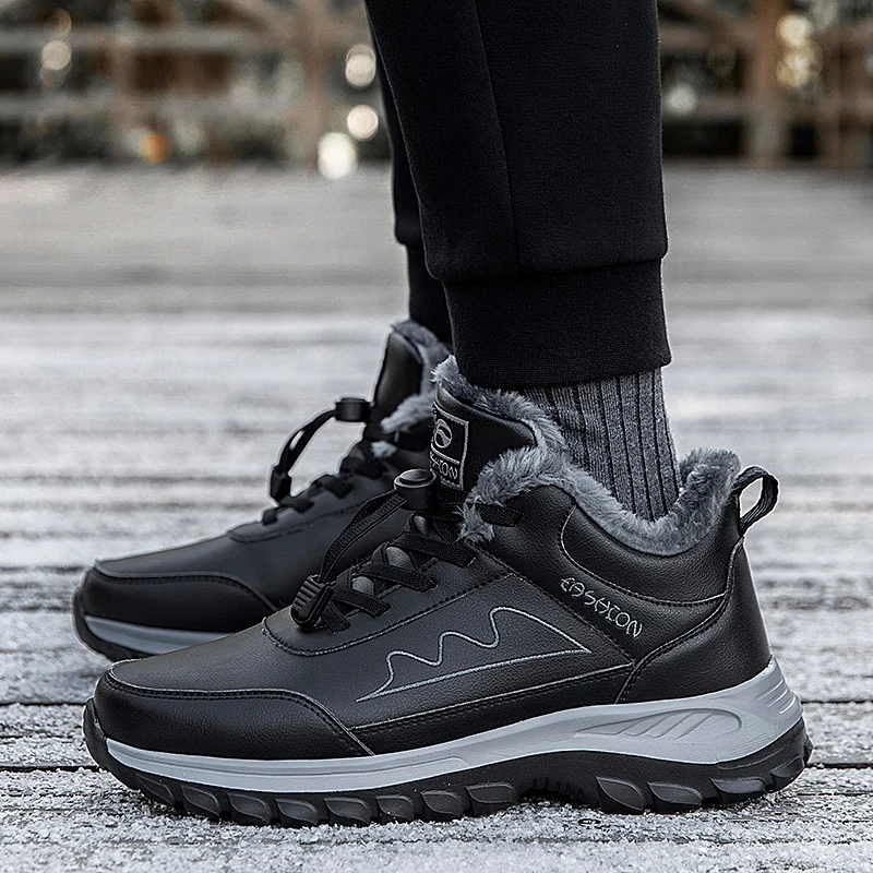 Womens Mens Winter Walking Shoes Waterproof Fleece Boots Wrap Ankle Snow Boots Thick Sole Outdoors Plush Sneakers