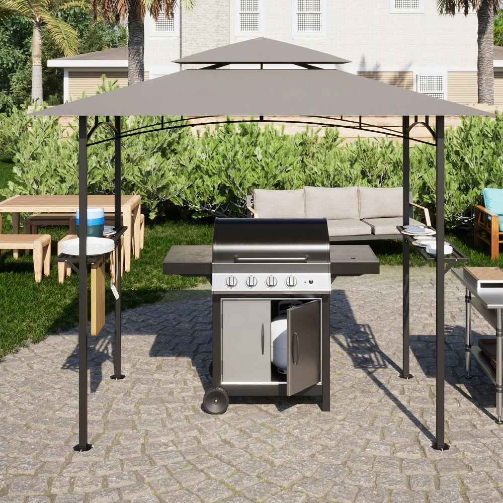 Bbq Grill Gazebo Two Tier Grey