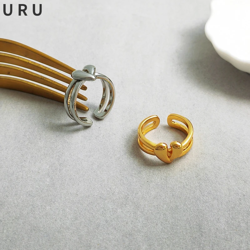

Fashion Jewelry Sweet Heart Rings Hot Sale Simply Design High Quality Brass Open Rings For Women Party Gift