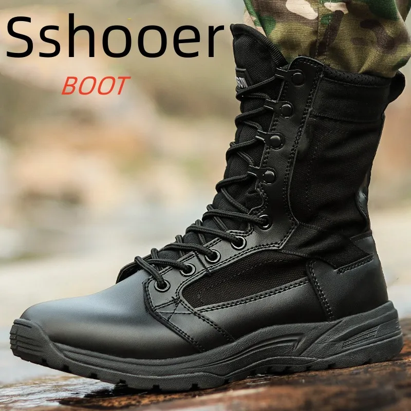 

Sshooer Men Tactical Army Boots Mens Military Desert Waterproof Work Safety Shoes Climbing Hiking Shoes Ankle Men Outdoor Boots