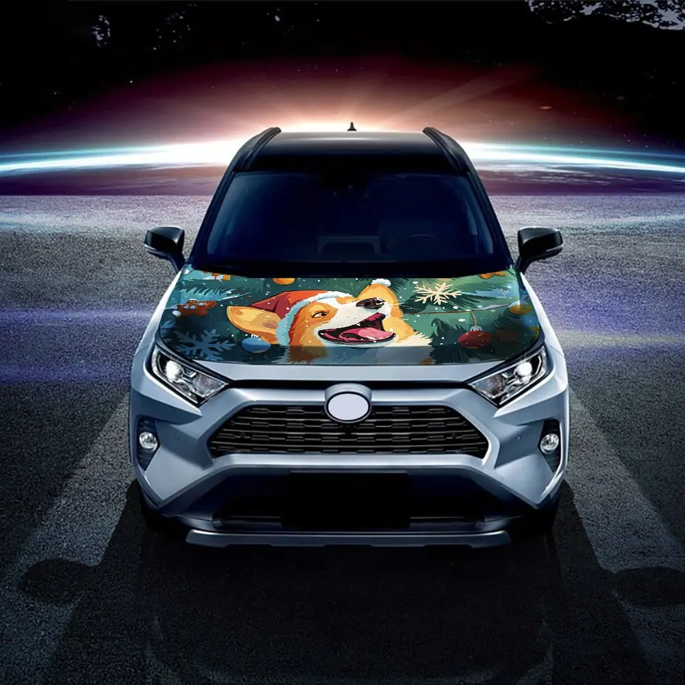 Милые рождественские животные собаки капот автомобиля цветная виниловая