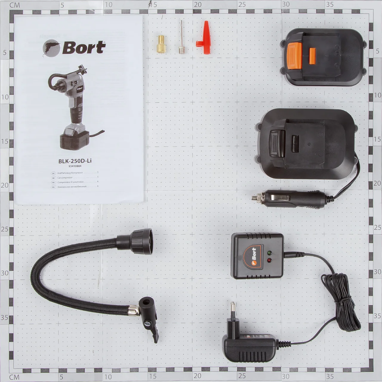 Компрессор автомобильный Bort BLK-250D-Li (16 л/мин 10 3 бар Li-Ion 12 В 1 5 Ач подсветка ЖК