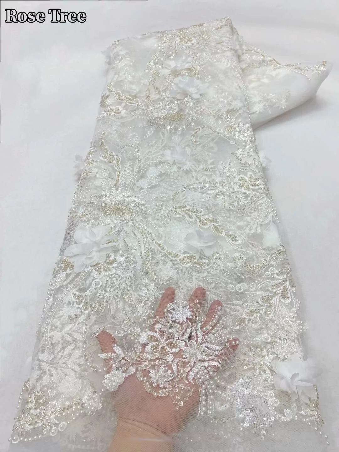 3D Цветочная сетчатая кружевная ткань 2024 Высококачественная африканская