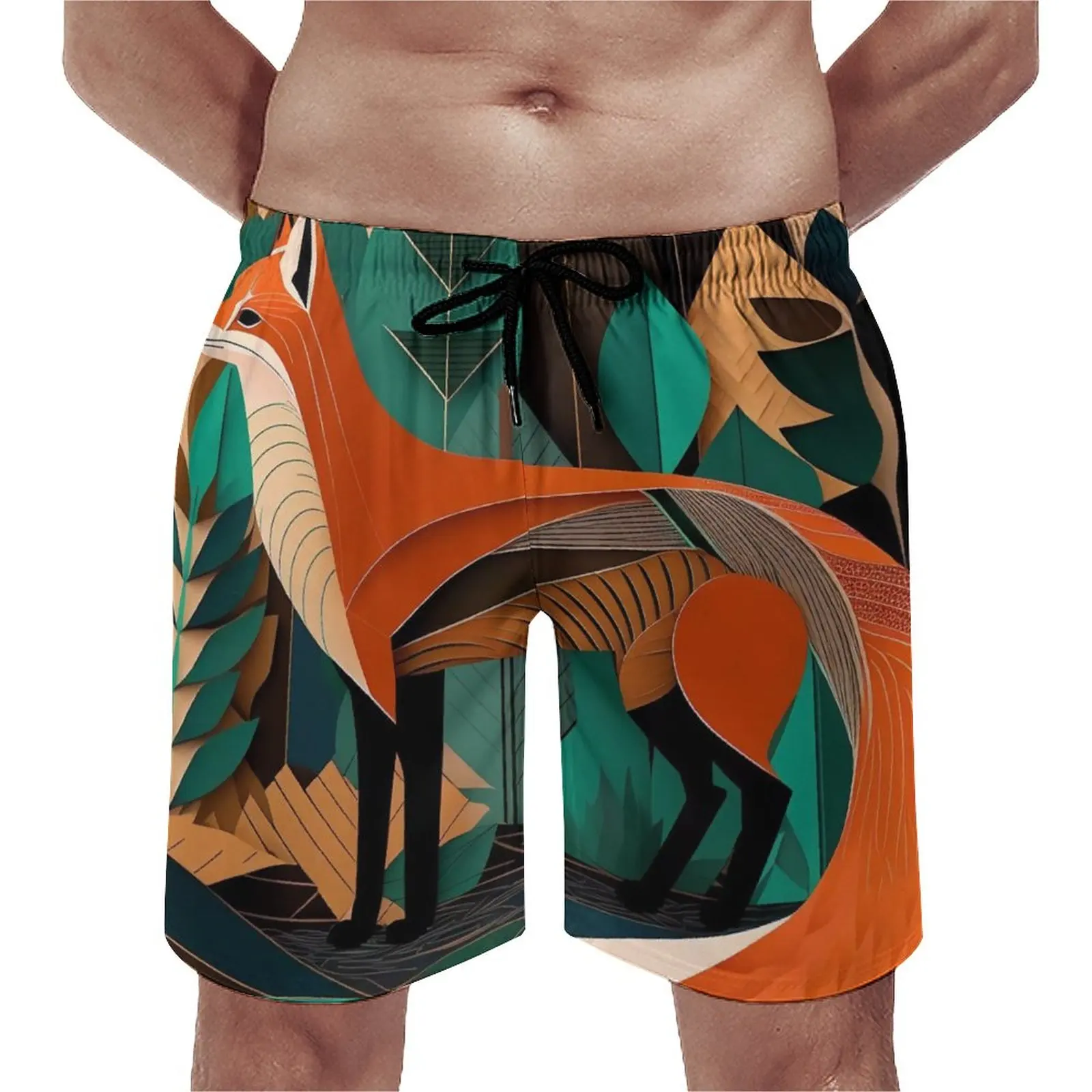 

Board Shorts Fox Funny Swim Trunks Modern Art Style Vibrant Illustration Comfortable Running Surf Large Size Board Short Pants