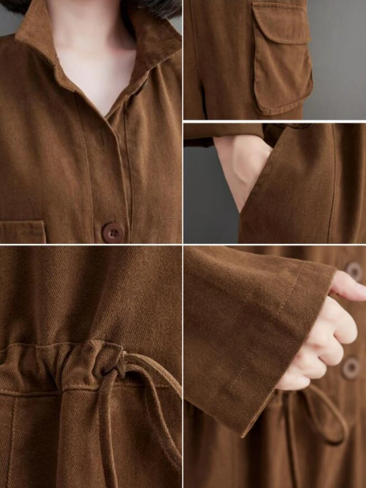 Jumpsuits for Women 2023 Spring and Autumn New Trend One Piece Pants Solid Color Retro Art Versatile Loose Casual Pants