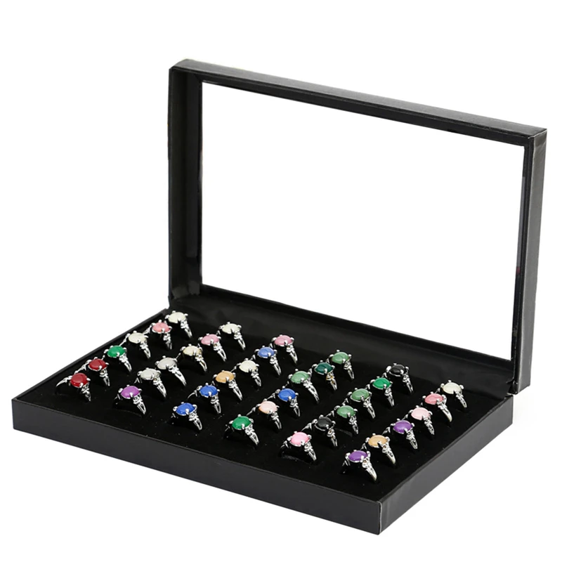 Портативный модный прозрачный демонстрационный контейнер для колец с 36 слотами