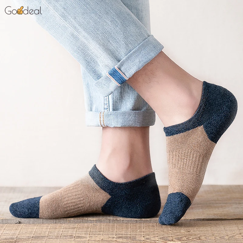 

Goodeal брендовые модные носки-лодочки для счастливого человека Нескользящие невидимые силиконовые хлопковые тапочки на весну лето дышащие м...