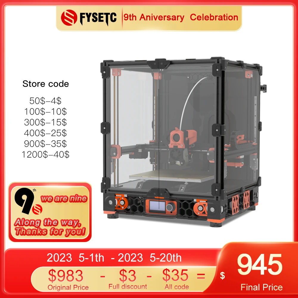 FYSETC Voron 2.4 R2 Kit Full 3D Printer Kit Impresora 3D Black 350x350x350mm Impressora 3D Voron 2 4 R2 V2 loading=lazy