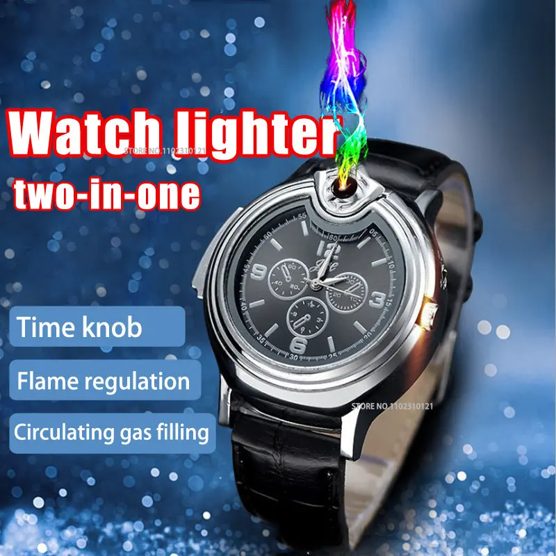 

aliexpress online shop Creative New Watch Inflatable Lighter Metal Personality Gas Electronic Open Flame Lighter Watch Lighter