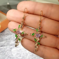 new noble floral winding cross dangle earrings for women luxury gold color earrings aesthetic bridal wedding trendy jewelry