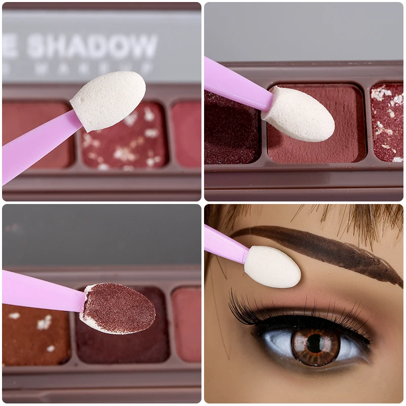 Wholesale Eyeshadow Applicator Pro Sponge Double Ended Portable Eye Shadow Brushes Nail Mirror Powder Brush Cosmetic Makeup Tool