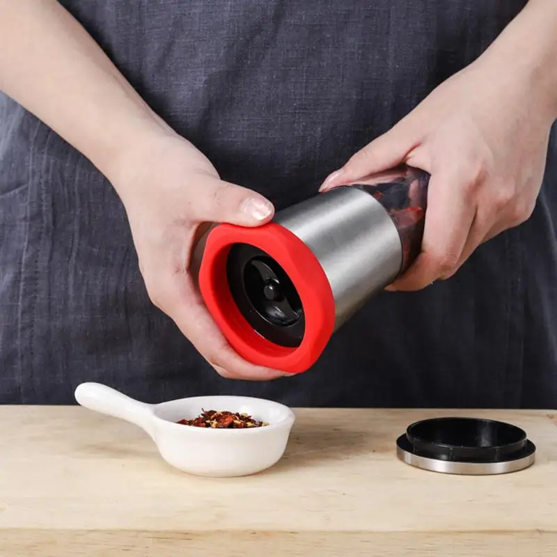 

Refillable Stainless Steel Spice Chili Grinder Household Clear Sea Salt Ginder Manual Pepper Mill for Pepper Chili Sea Salt