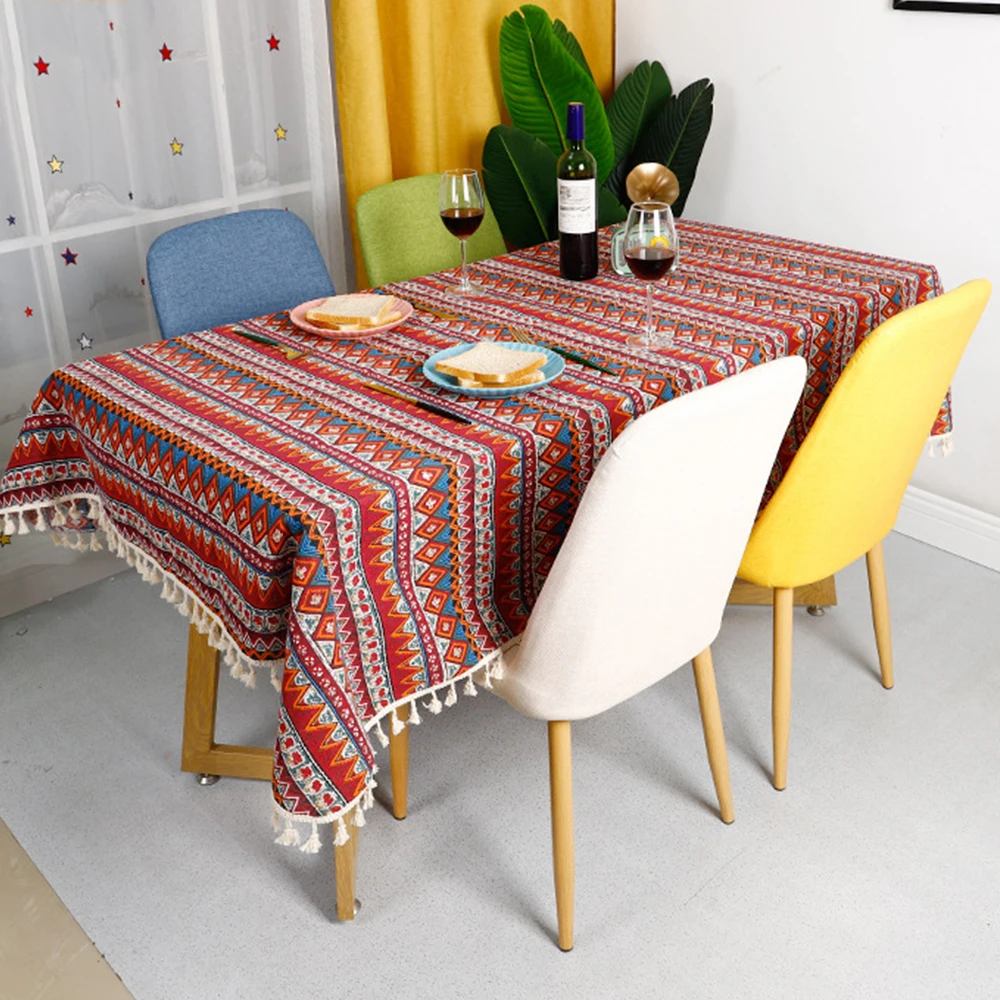 

Bohemian Table Cloth Cotton Linen Rectangular Tablecloth Table Cover Elegant Tablecloths Wedding Birthday Party Home Textile