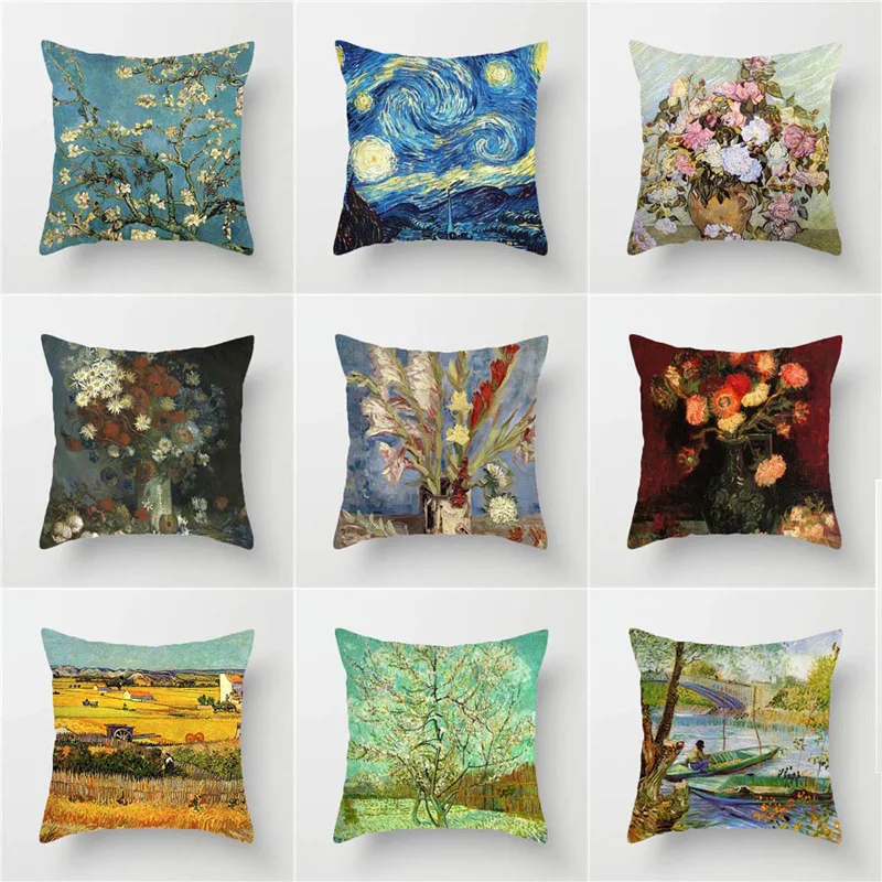 

Художественная картина маслом, наволочки из полиэстера и хлопка, чехол для кровати, домашний декор, автомобильные наволочки 45*45 см