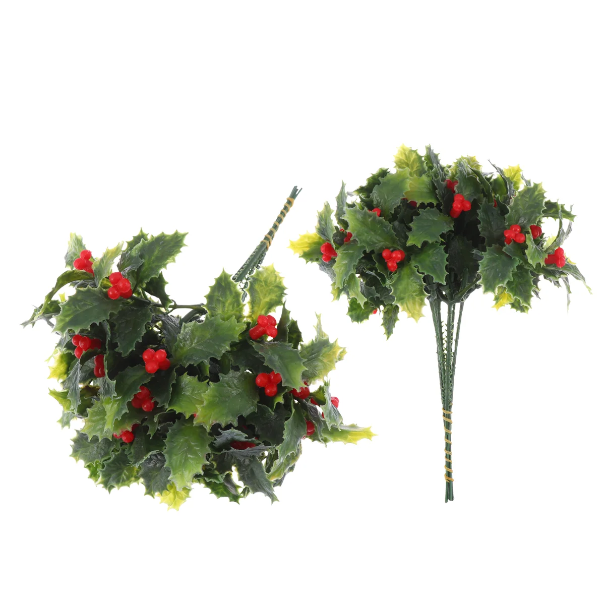 

Artificial Christmas Berry Flowers Leaves Holly Flower Fake Red Berries Stems Bouquet Stem Bush Pine Branches Picks Faux Tree