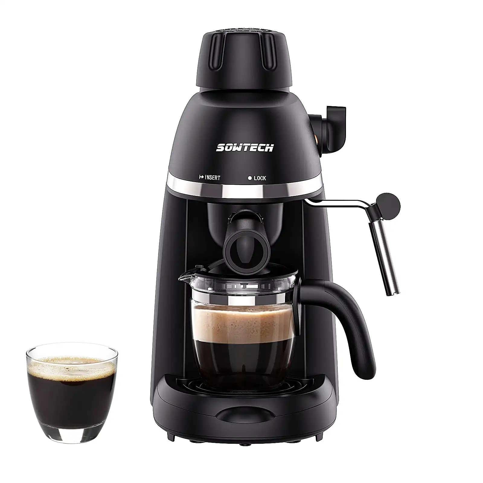 

Espresso Machine coffee maker Cappuccino Latte Machine Black 3.5 Bar 1-4 Cup