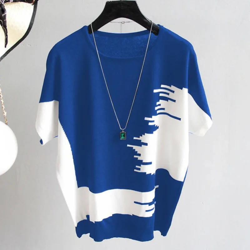

Women Tops Tee 2022 Summer New Fashion Women Short Sleeved T Shirt Batwing Sleeve Round Neck Printed Loose Casual Shirts