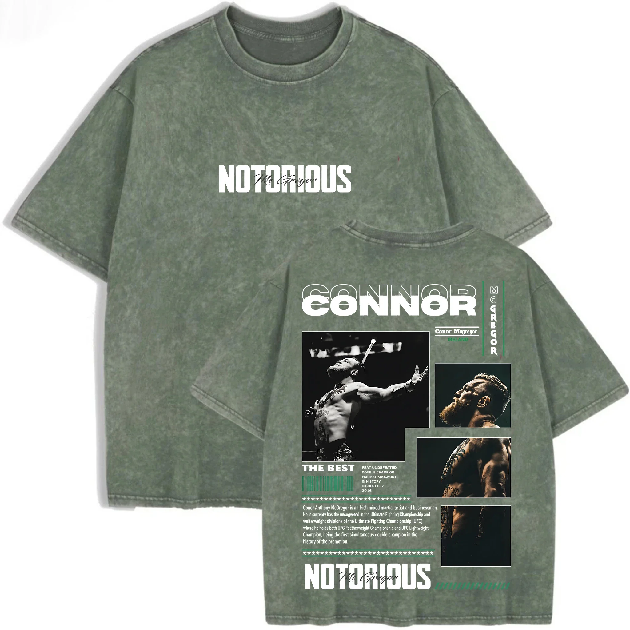 Фото Футболка Conor McGregor The Notorious с графическим принтом, мужская и женская, в стиле ретро, классическая, для фанатов MMA UFC, летняя повседневная хлопковая футболка оверсайз 2026 №4