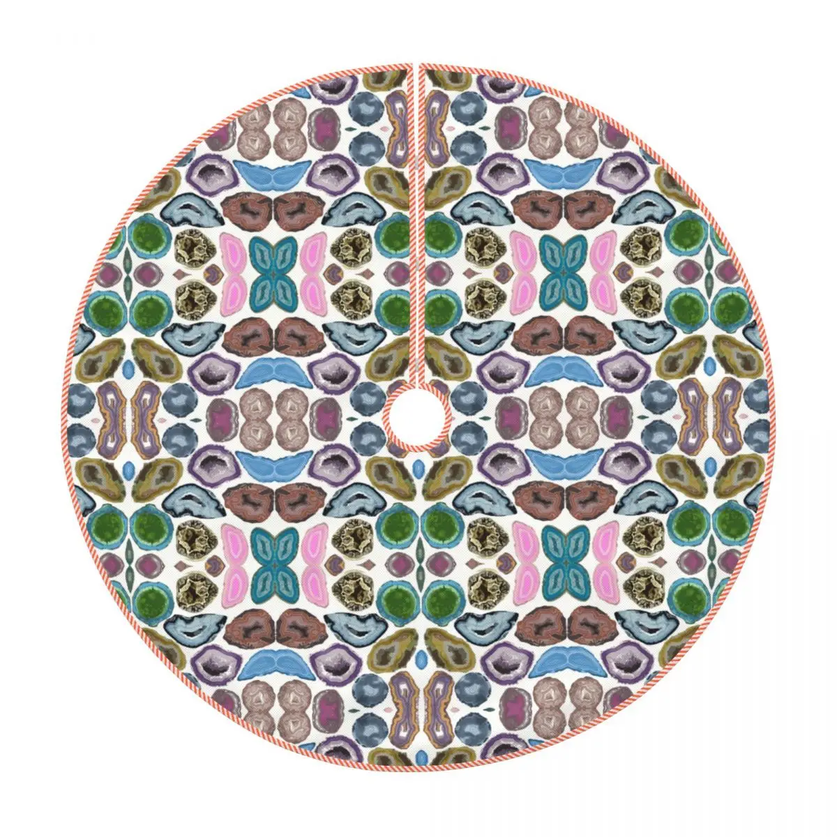 

Geode Christmas Tree Skirt Home Decor 30" Linen Tree Mat For New Year Party Decorations Supplies