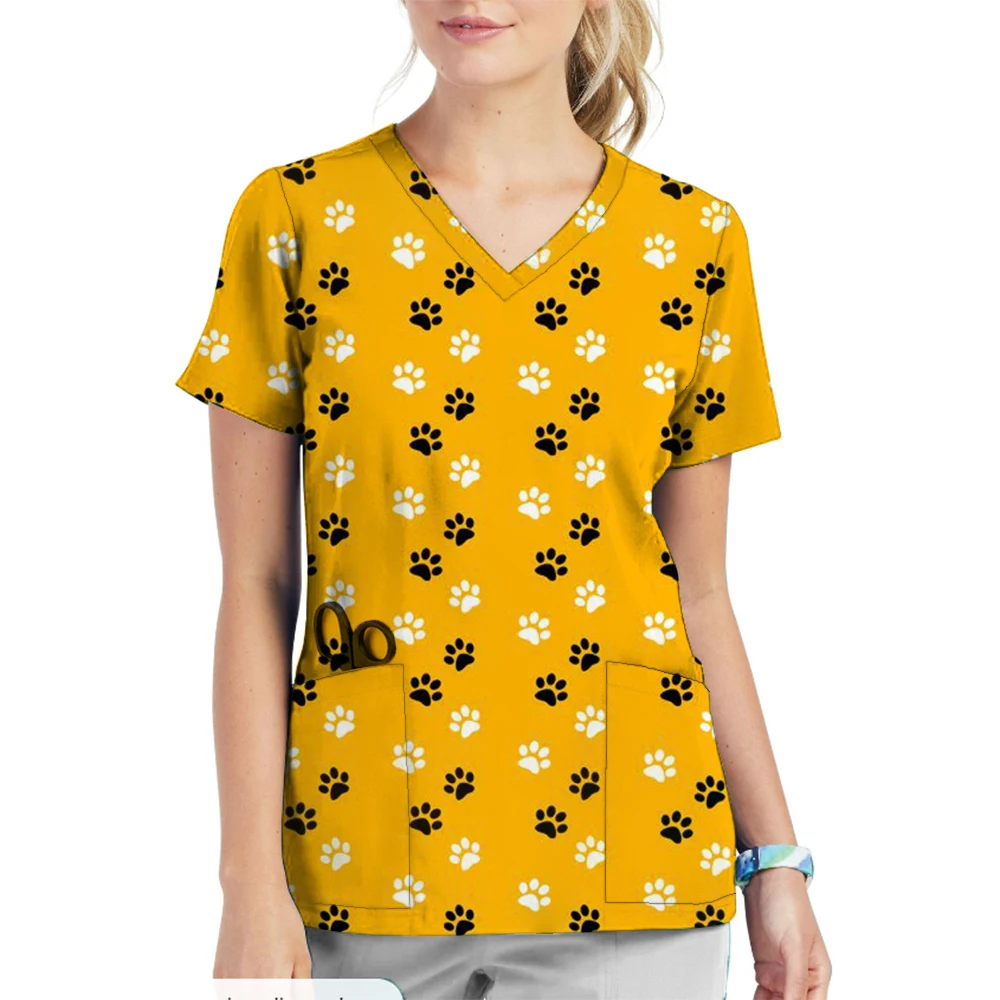 Женская одежда с мультяшным 3D-принтом и V-образным вырезом рабочая топы коротким