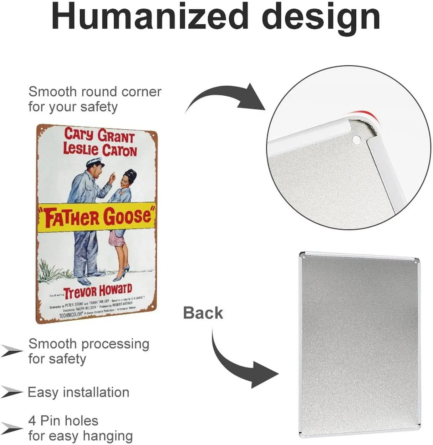 Фитер Гусь ( # 1 из 2) 1964 Vntge Metl Tn Sgn 12 x 8 nches Плакат Move