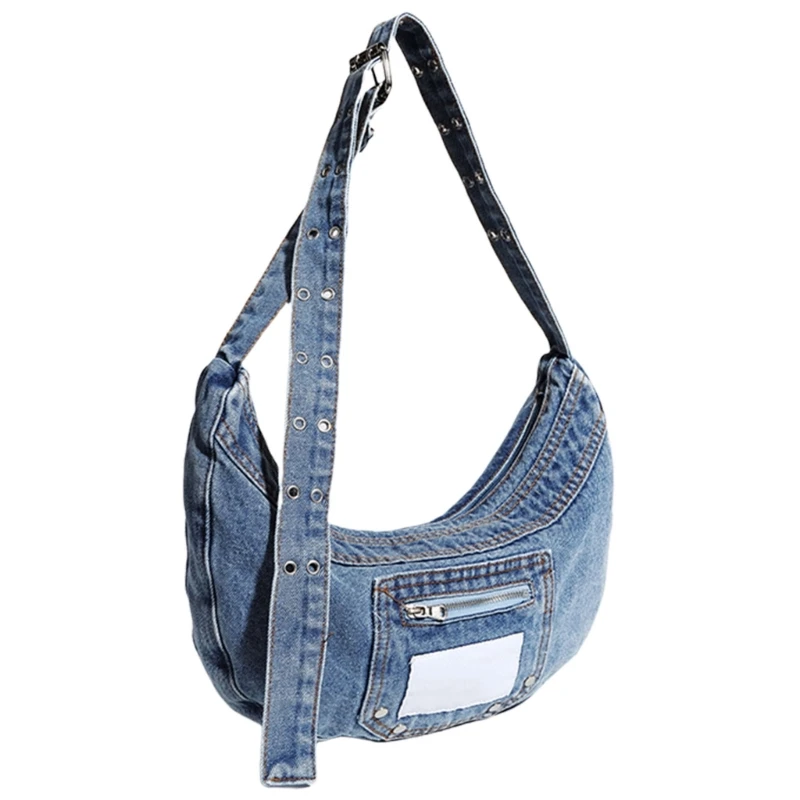 Элегантная джинсовая сумка через плечо с регулируемым ремешком для модной